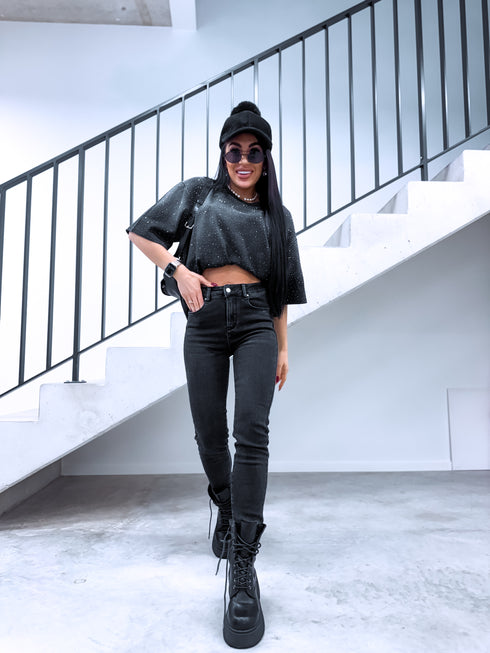 "MERELY HM5363-3" džinsa bikses ar siltinājumu - TUMŠI PELĒKAS PRE-ORDER