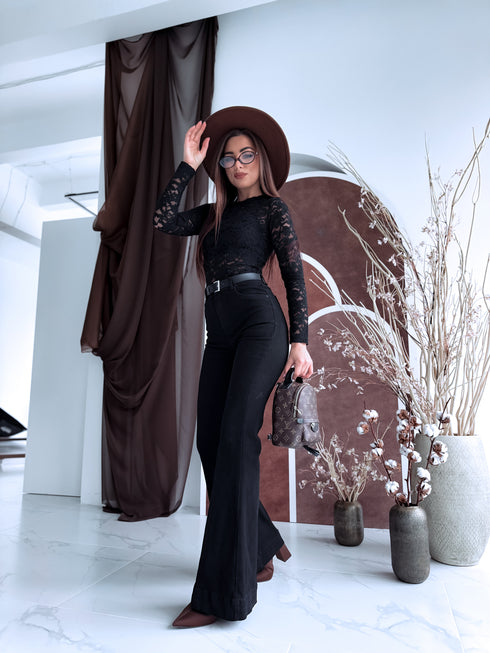 "SERENITY" кружевной топ HS10035 - ЧЕРНЫЙ