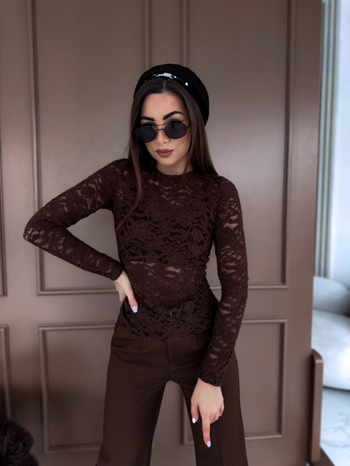 "SERENITY" кружевной топ HS10035 - CHOCO