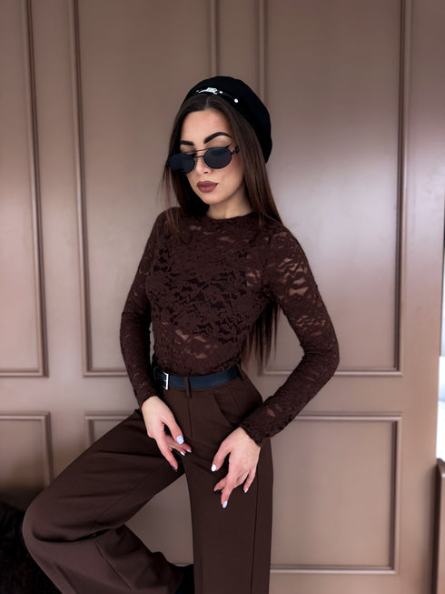 "SERENITY" кружевной топ HS10035 - CHOCO