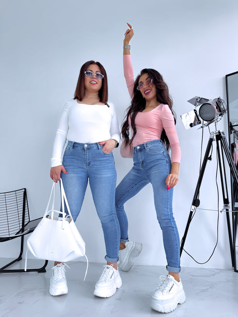 Blue denim pants without rips "WAVE" DJ2585