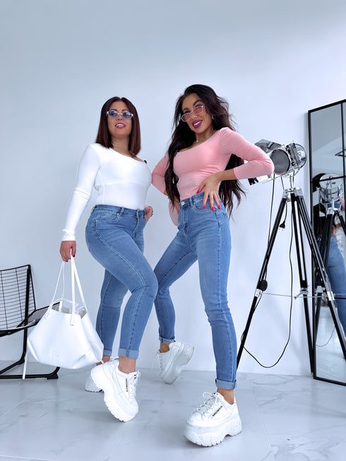 Blue denim pants without rips "WAVE" DJ2585