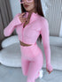 Elastic crop jacket "PROCESS LM88182" - soft pink PRE-ORDER