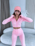 Elastic crop jacket "PROCESS LM88182" - soft pink PRE-ORDER