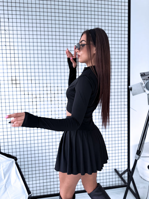 Elastic crop jacket "PROCESS LM88182" - black