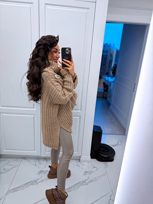 ELYNDI Удлиненный шерстяной свитер - идеально коричневый