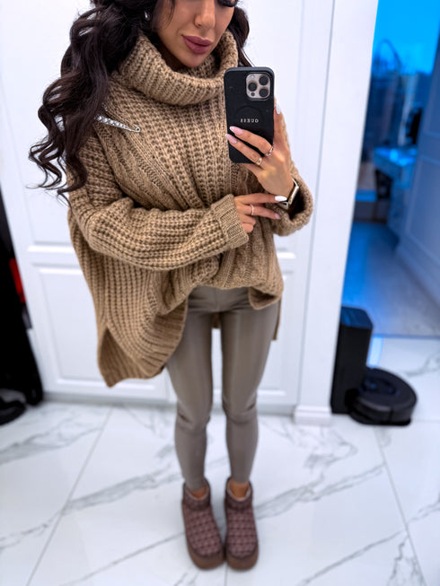 ELYNDI Удлиненный шерстяной свитер - идеально коричневый