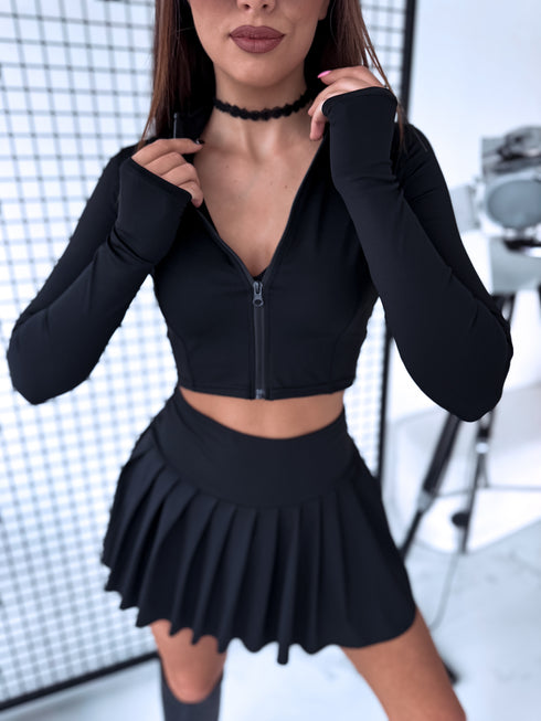 Elastic crop jacket "PROCESS LM88182" - black