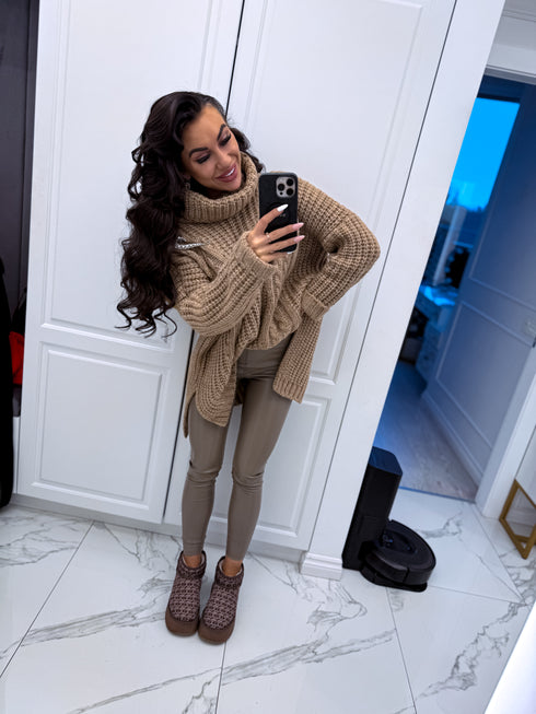 ELYNDI Удлиненный шерстяной свитер - идеально коричневый