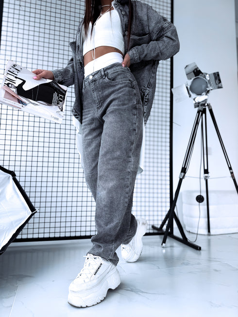 Джинсы + аксессуар "SHERIFF K837" - СЕРЫЕ