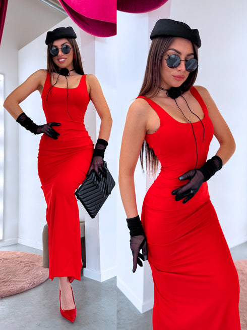 Aptempta suknelė "BACK REVEAL" VD2088 - RAUDONA
