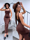 Облегающее платье "BACK REVEAL" VD2088 - CHOCO