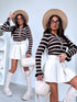 Knitted Top "COFFEE ZONE U20528" - CHOCOLATE WITH WHITE