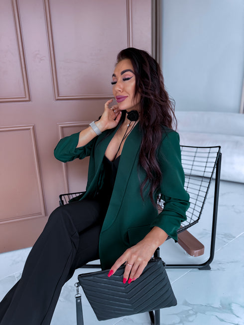 Emerald green, ONE SIZE jacket + black top