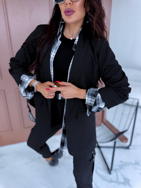 BLACK, ONE SIZE jacket + black top