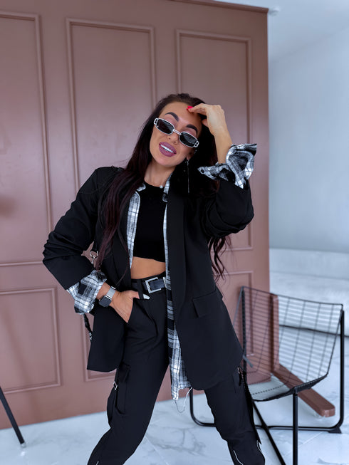 BLACK, ONE SIZE jacket + black top