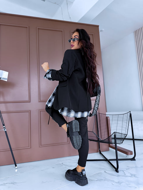 BLACK, ONE SIZE jacket + black top