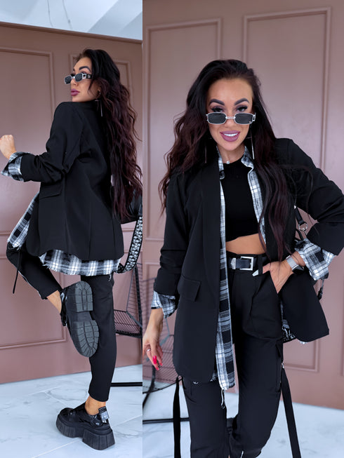 BLACK, ONE SIZE jacket + black top