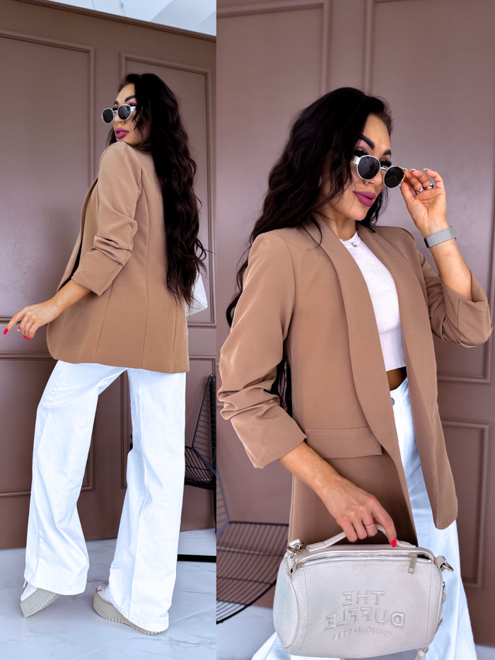 Light brown, ONE SIZE jacket + white top