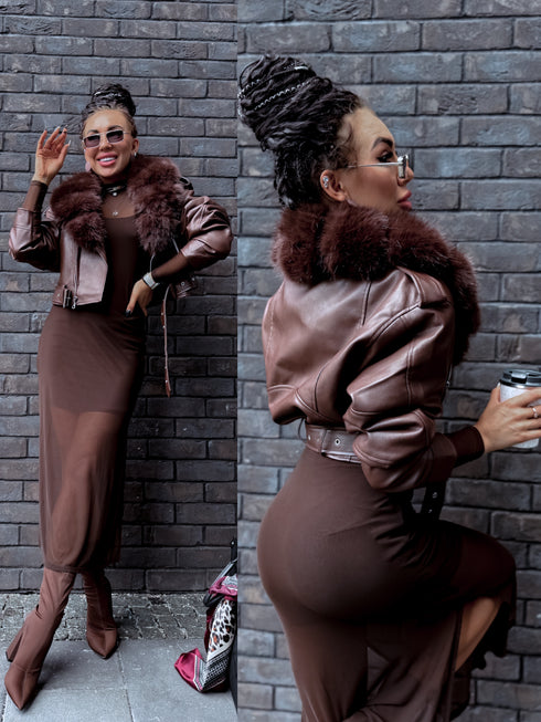 CHOCO jacket with choco fur "SAPPHIRE" CV2183