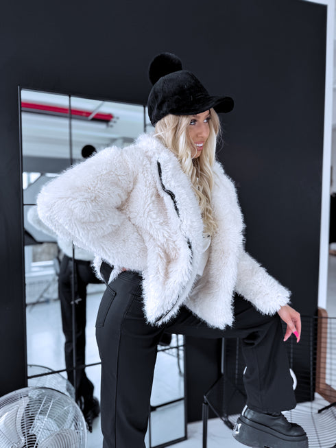 Jacket with leather imitation elements "ARKTIKA" - WHITE