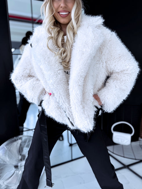 Jacket with leather imitation elements "ARKTIKA" - WHITE