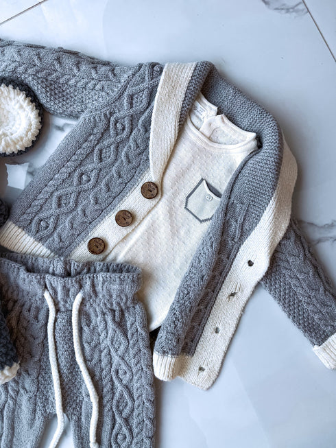 Adīts 3in1 komplekts bērniem - pelēks