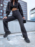 Elastic WIDE LEG trousers "ASH" DJ23 - dark gray PRE-ORDER