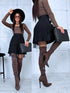 Knitted skirt with tulle lining - BLACK