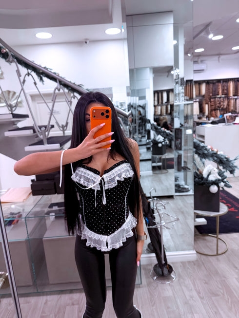 Luxurious corset "WHISPERED LOVE" ST13217 - BLACK & WHITE PRE-ORDER