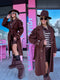 Svītrota raksta mētelis "MILADY" 88082 - CHOCO