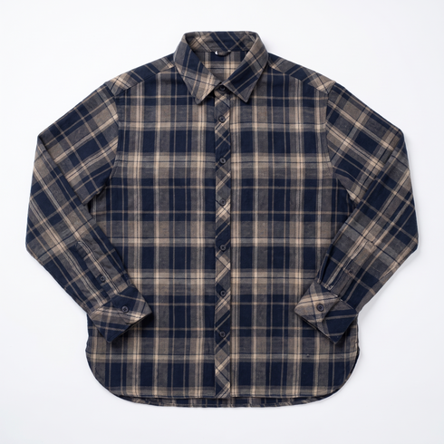 Striped shirt "PIONEER" DM2495 - NAVY BLUE WITH BEIGE