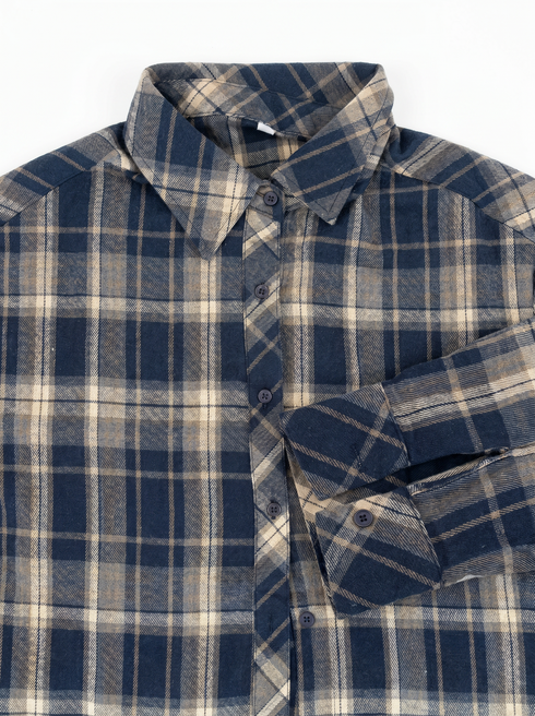 Striped shirt "PIONEER" DM2495 - NAVY BLUE WITH BEIGE