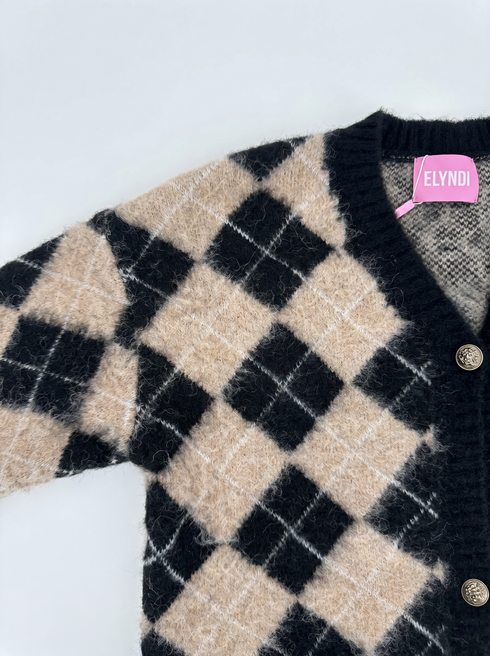 Knitted jacket "SHAPE CONTROL" - BEIGE WITH BLACK