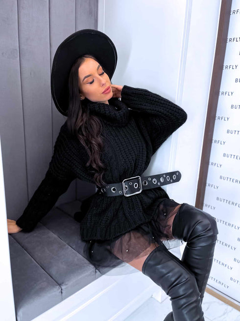 ELYNDI extended wool sweater - BLACK