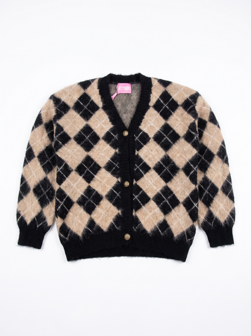 Knitted jacket "SHAPE CONTROL" - BEIGE WITH BLACK
