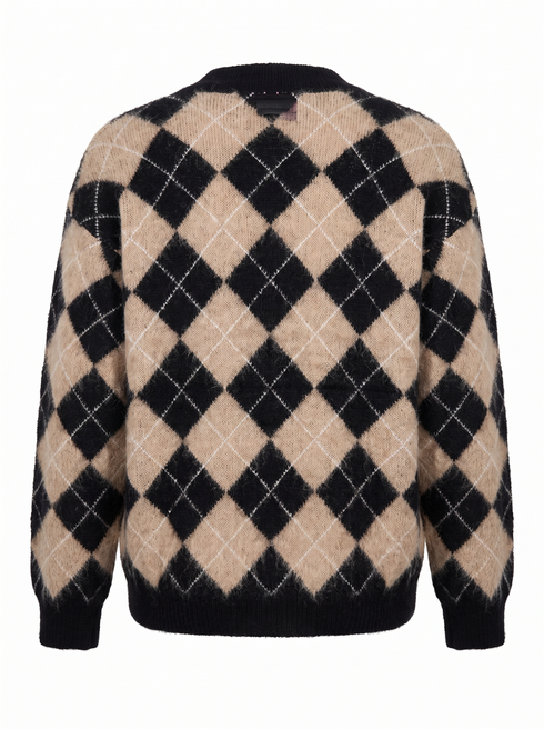 Knitted jacket "SHAPE CONTROL" - BEIGE WITH BLACK