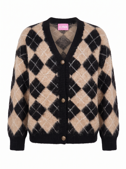 Knitted jacket "SHAPE CONTROL" - BEIGE WITH BLACK