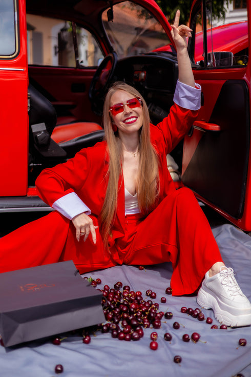 "MAJORY 74" komplekts - žakete + bikses - SARKANS