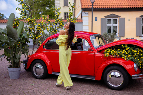 "MAJORY 74" komplekts - žakete + bikses - DZELTENS