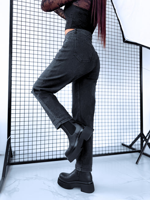 BALOON džinsa bikses "BLACK SPARKLE H886-6" - TUMŠI PELĒKAS