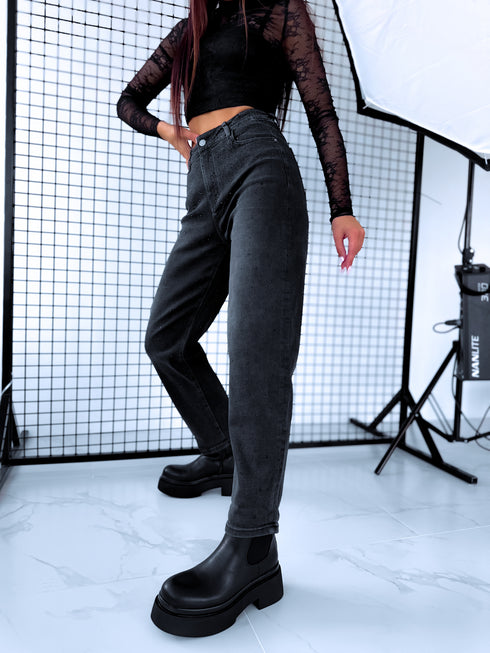 BALOON džinsa bikses "BLACK SPARKLE H886-6" - TUMŠI PELĒKAS