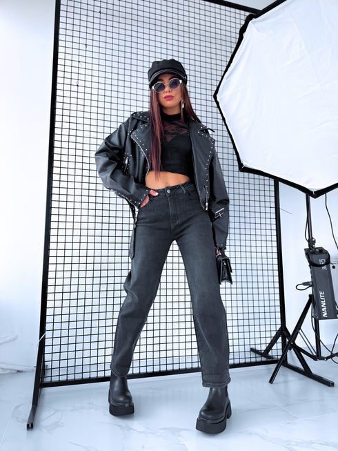 BALOON džinsa bikses "BLACK SPARKLE H886-6" - TUMŠI PELĒKAS