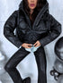 Faux leather jacket with hood - BLACK