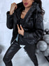 Faux leather jacket with hood - BLACK