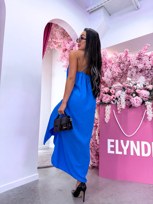 "LĪGO" dress with crossed straps - BLUE PRE-ORDER