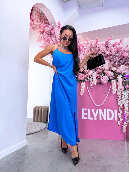 "LĪGO" dress with crossed straps - BLUE PRE-ORDER