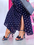 DOTTED "LĪGO" dress with crossed straps - navy blue PRE-ORDER