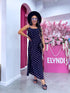 DOTTED "LĪGO" dress with crossed straps - navy blue PRE-ORDER