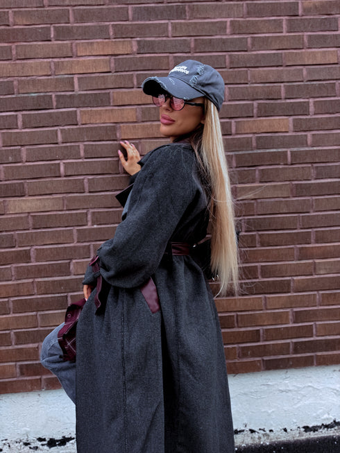 "DETAIL FL2250" пальто - СЕРОЕ С БОРДОВЫМ